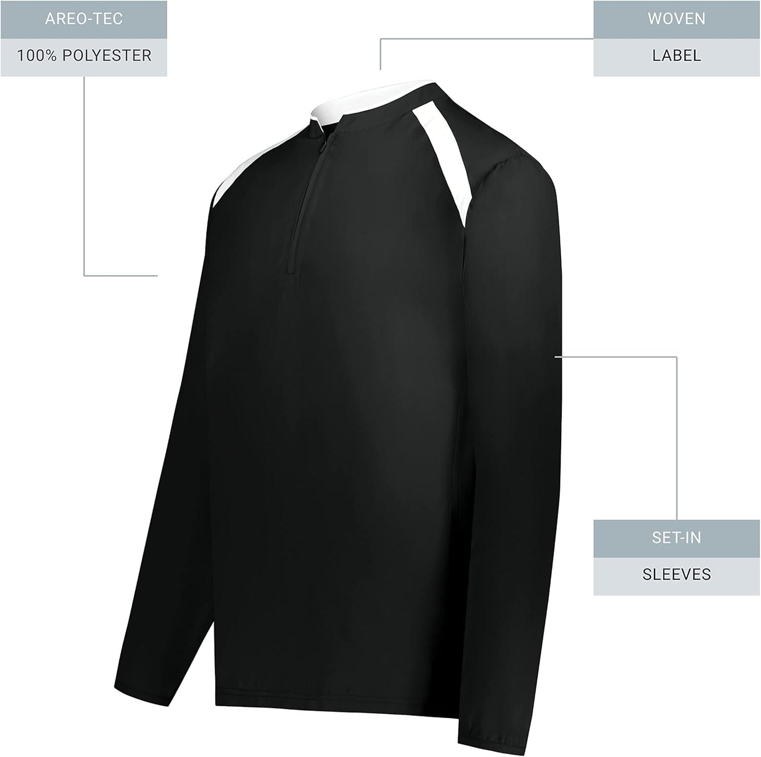 imageHolloway Mens Clubhouse Pullover Cage Jacket Quarter Zip Stylish Long Sleeves Ultimate ComfortBlackWhite