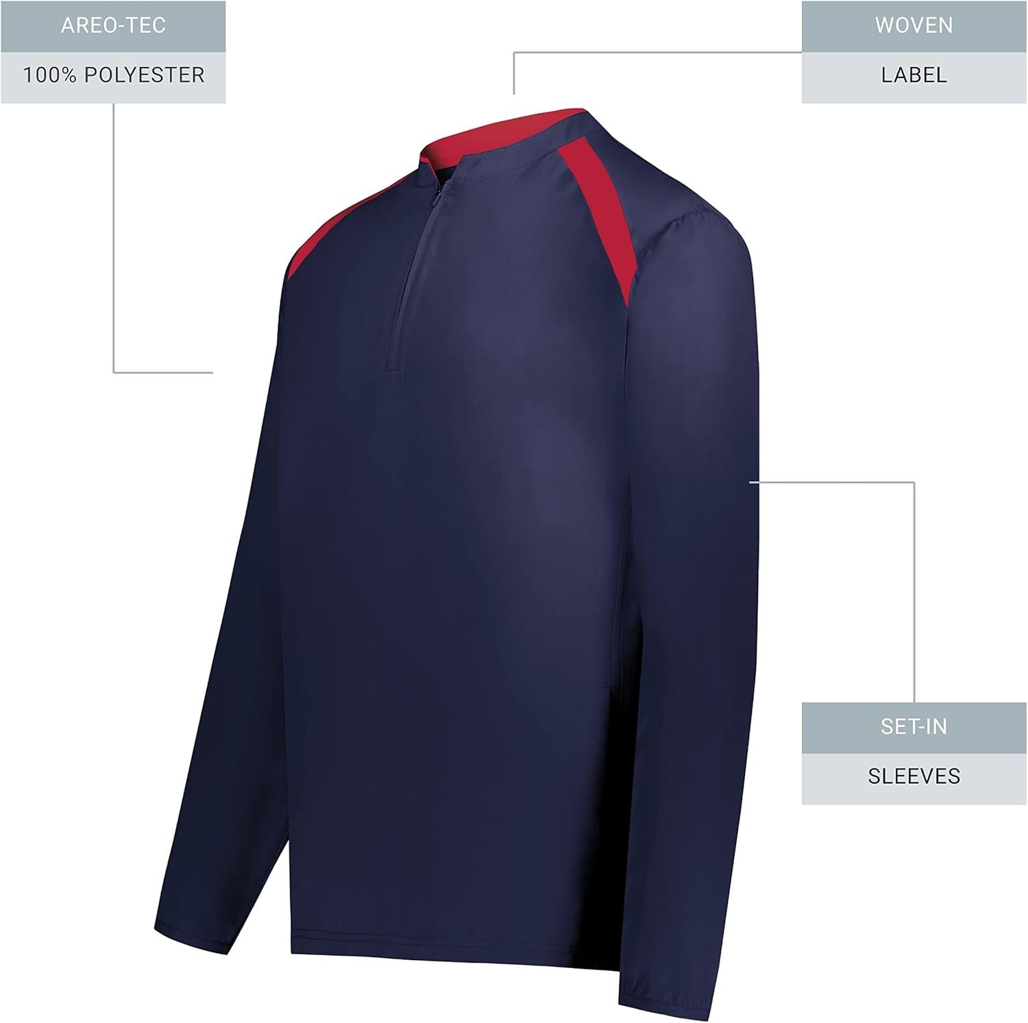 imageHolloway Mens Clubhouse Pullover Cage Jacket Quarter Zip Stylish Long Sleeves Ultimate ComfortNavyScarlet