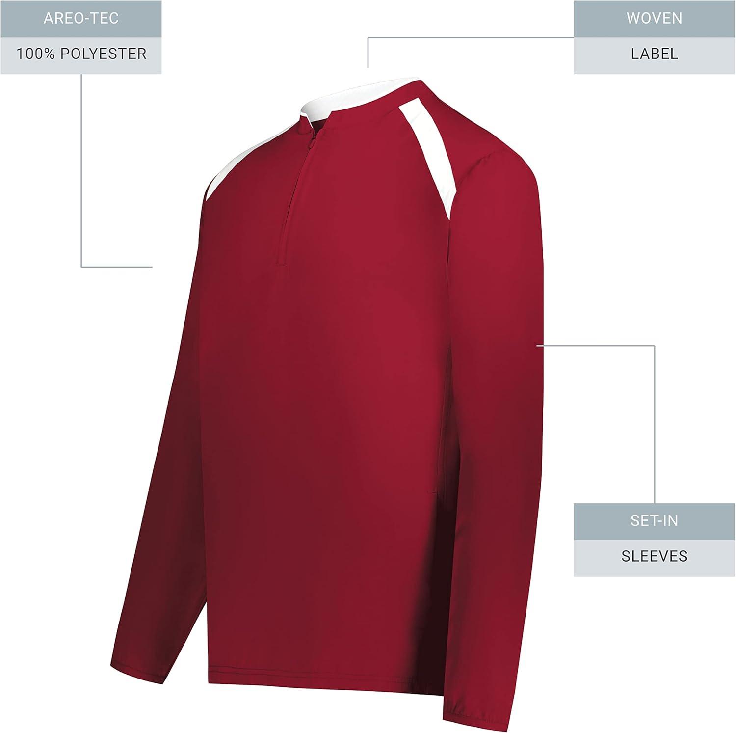 imageHolloway Mens Clubhouse Pullover Cage Jacket Quarter Zip Stylish Long Sleeves Ultimate ComfortScarletWhite