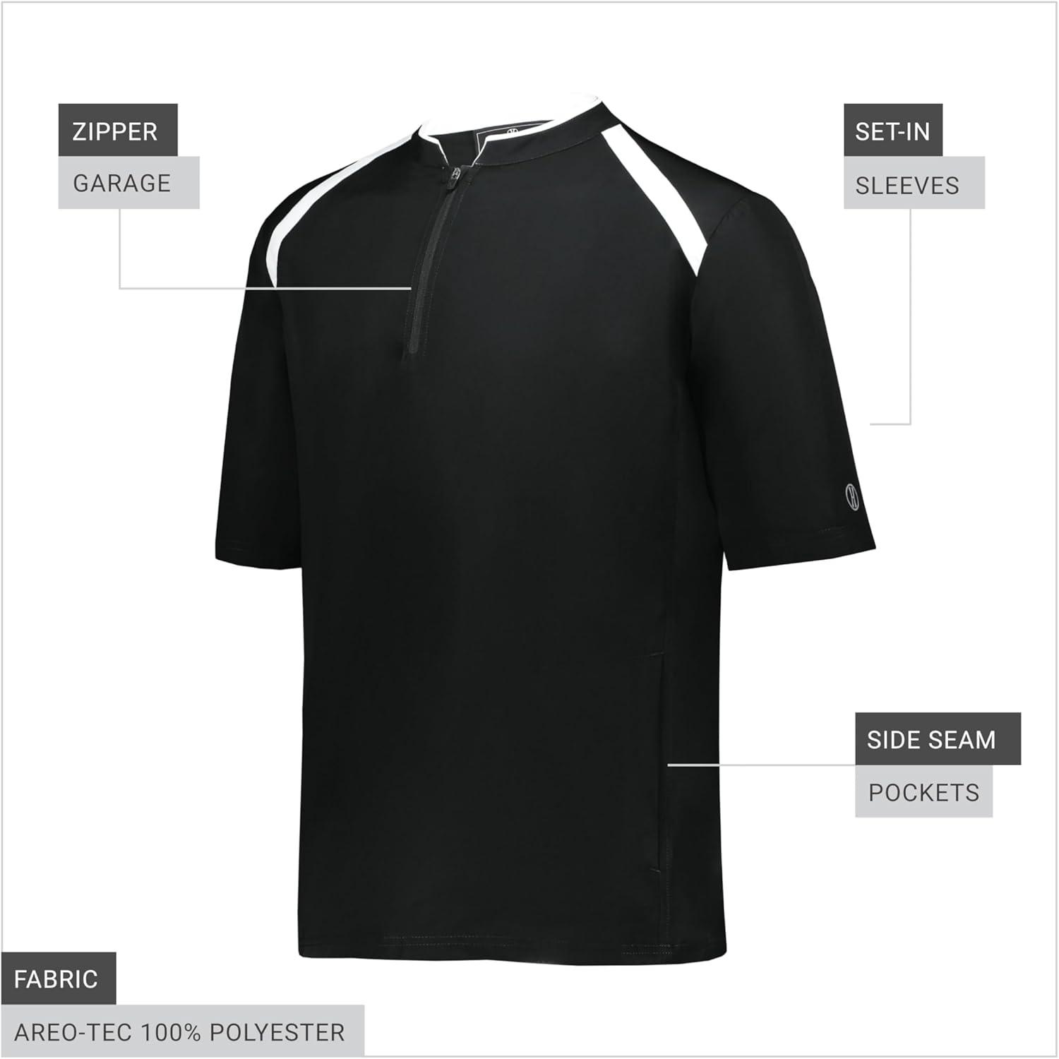 imageHolloway Mens Clubhouse Short Sleeve Pullover Cage JacketUltimate Athletic Performance Wear for Maximum MobilityBlackWhite