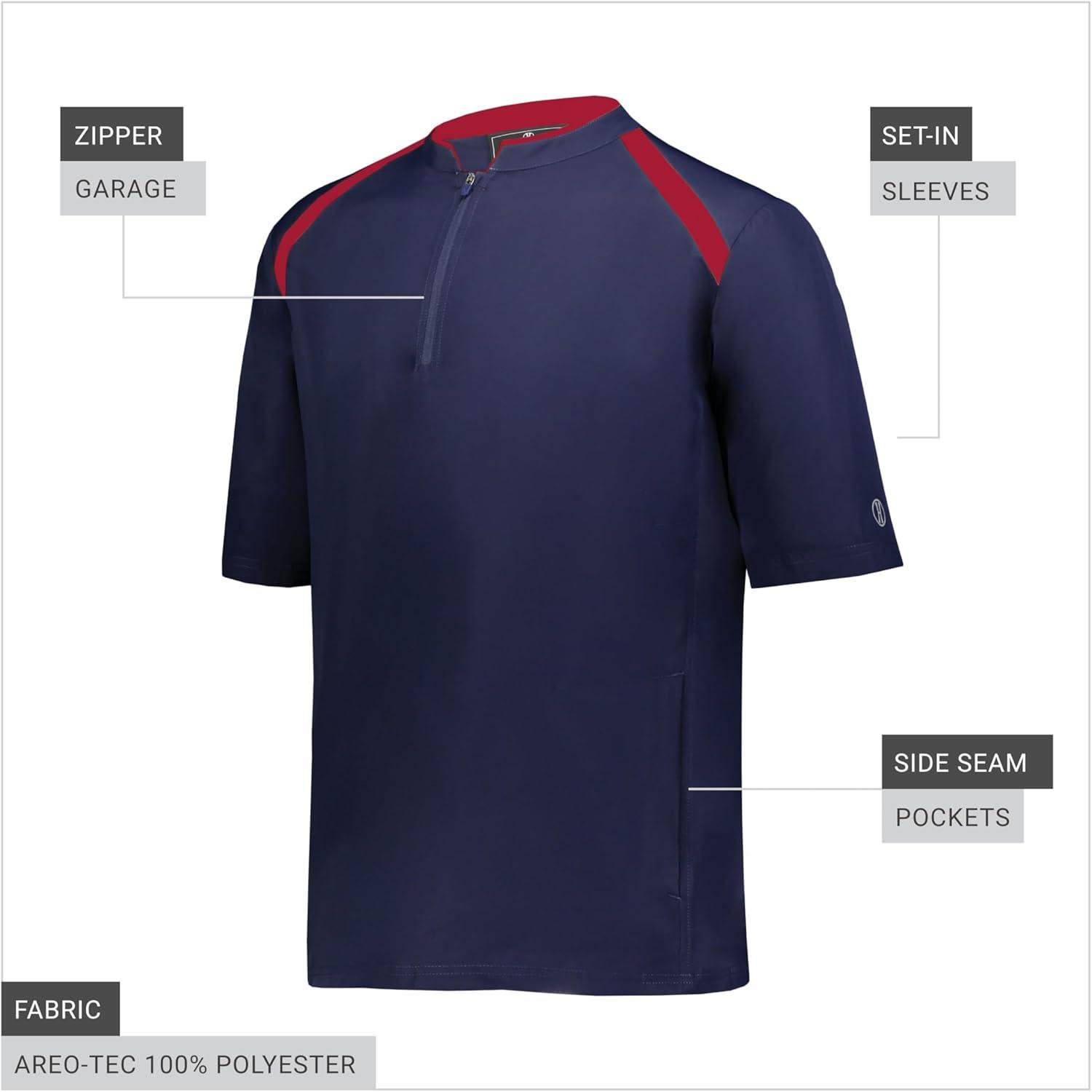 imageHolloway Mens Clubhouse Short Sleeve Pullover Cage JacketUltimate Athletic Performance Wear for Maximum MobilityNavyScarlet