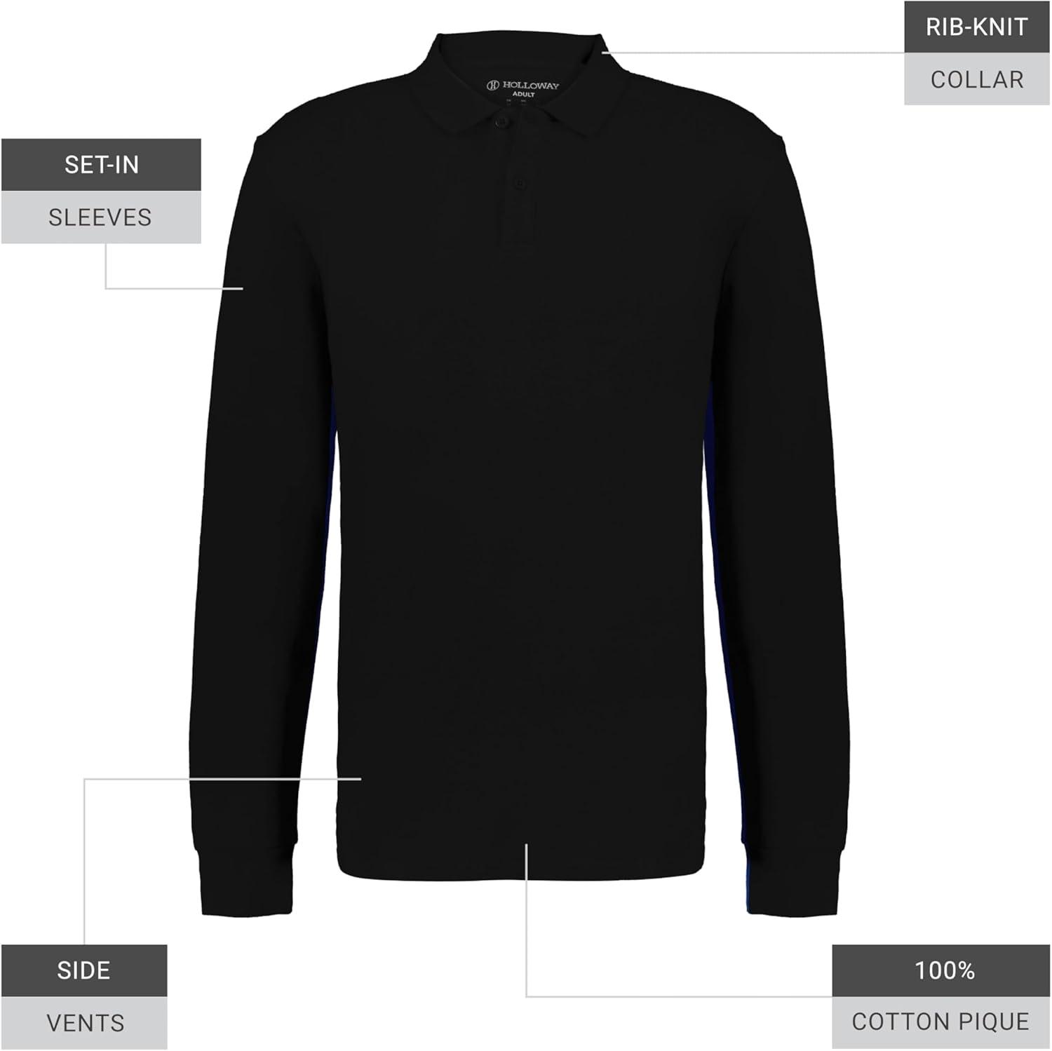 imageHolloway Mens Core Cotton Long Sleeve PoloBlack