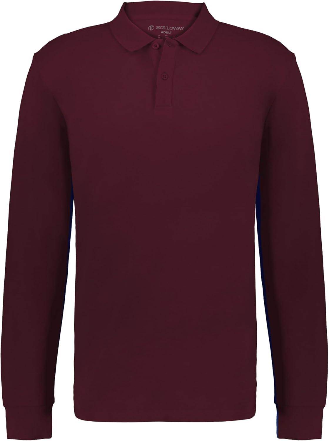 imageHolloway Mens Core Cotton Long Sleeve PoloMaroon