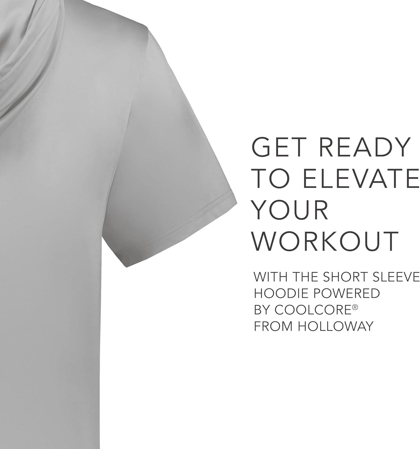 imageHolloway Mens Powered by Coolcore Short Sleeve Athleticfit Gym Hoodie with 4Way Stretch and Cooling FabricAthletic Grey