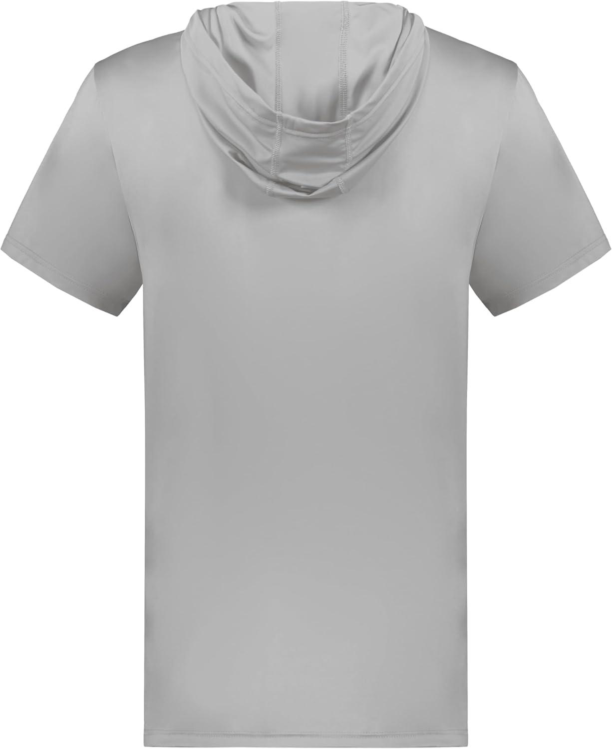 imageHolloway Mens Powered by Coolcore Short Sleeve Athleticfit Gym Hoodie with 4Way Stretch and Cooling FabricAthletic Grey