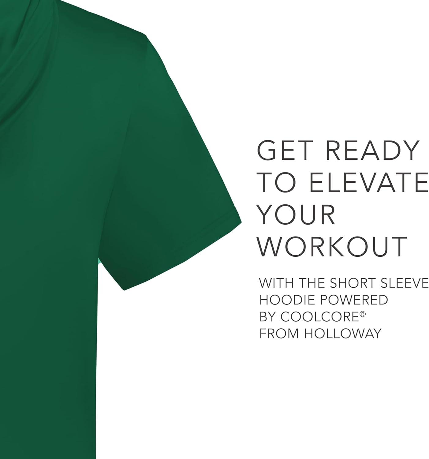 imageHolloway Mens Powered by Coolcore Short Sleeve Athleticfit Gym Hoodie with 4Way Stretch and Cooling FabricDark Green