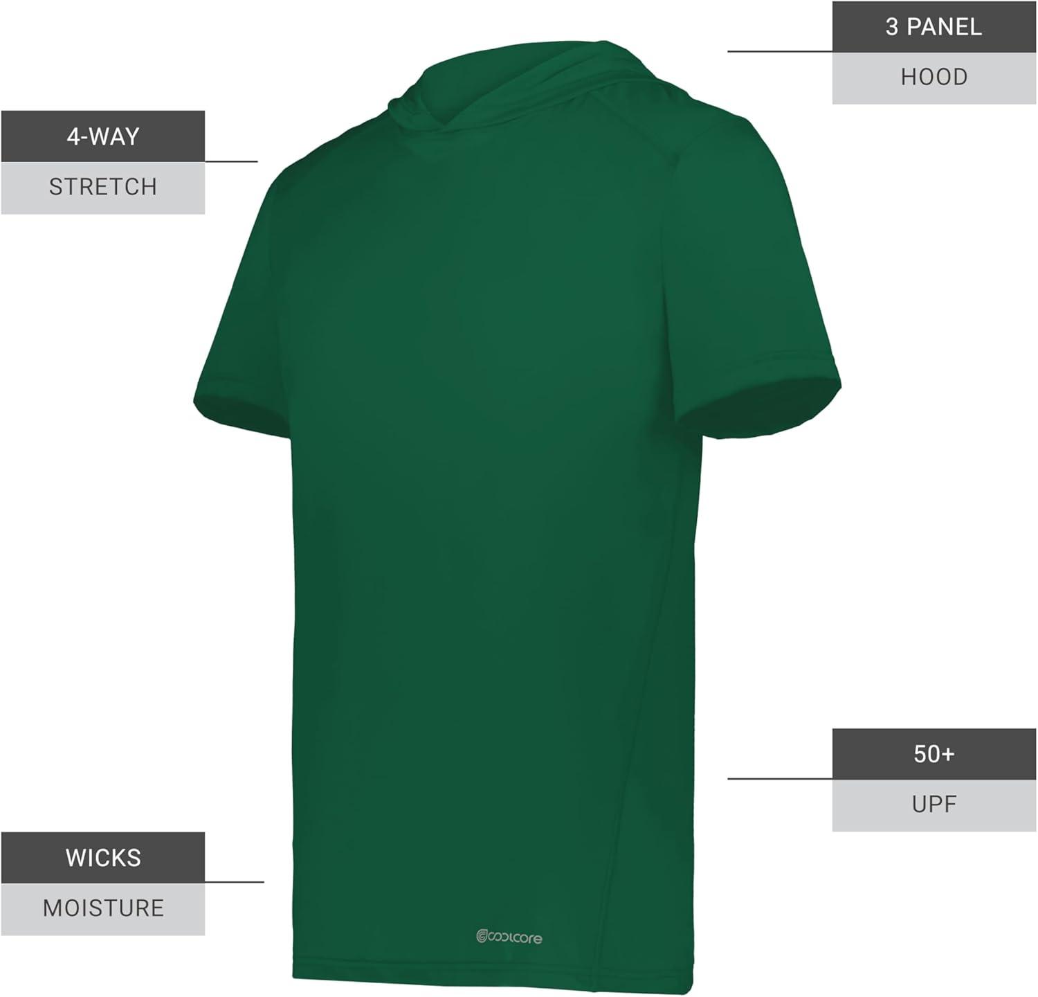 imageHolloway Mens Powered by Coolcore Short Sleeve Athleticfit Gym Hoodie with 4Way Stretch and Cooling FabricDark Green