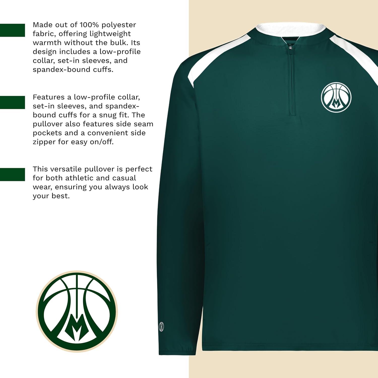 imageHolloway Mens Standard NBA Milwaukee Bucks Clubhouse PulloverBasketball Apparel Comfortable Lightweight Jacket for Game Day Multi XLarge