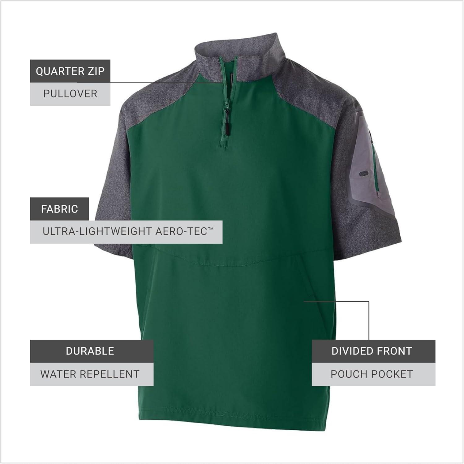 imageHolloway Raider Pullover Cage Jacket WeatherResistant Quarter Zip Athletic Wear with Sleeve PocketCarbon PrintForest