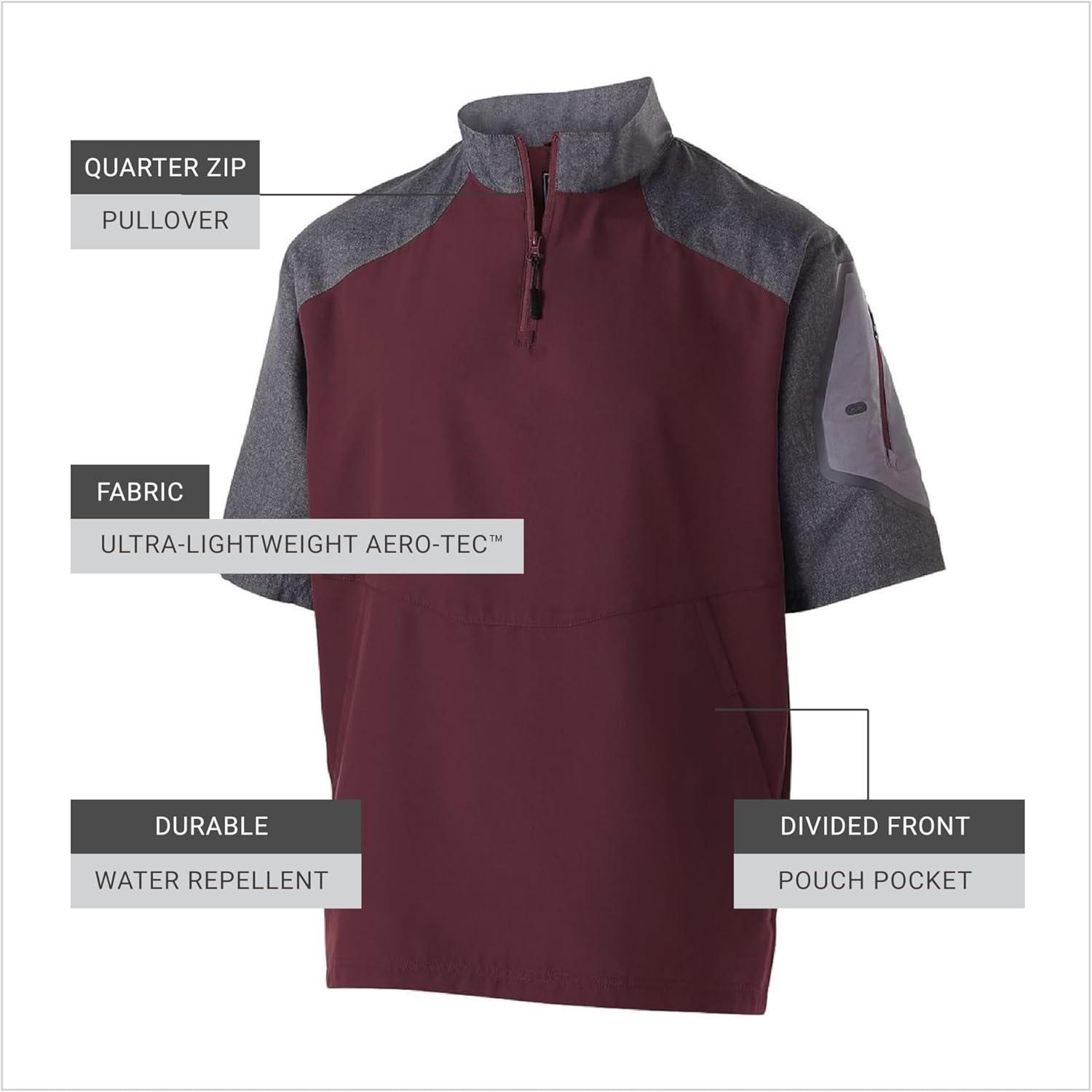 imageHolloway Raider Pullover Cage Jacket WeatherResistant Quarter Zip Athletic Wear with Sleeve PocketCarbon PrintMaroon