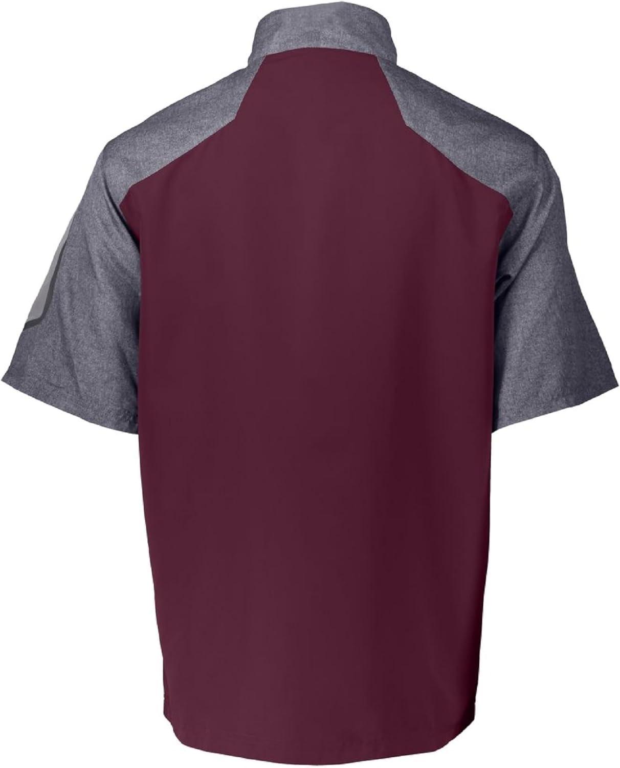 imageHolloway Raider Pullover Cage Jacket WeatherResistant Quarter Zip Athletic Wear with Sleeve PocketCarbon PrintMaroon