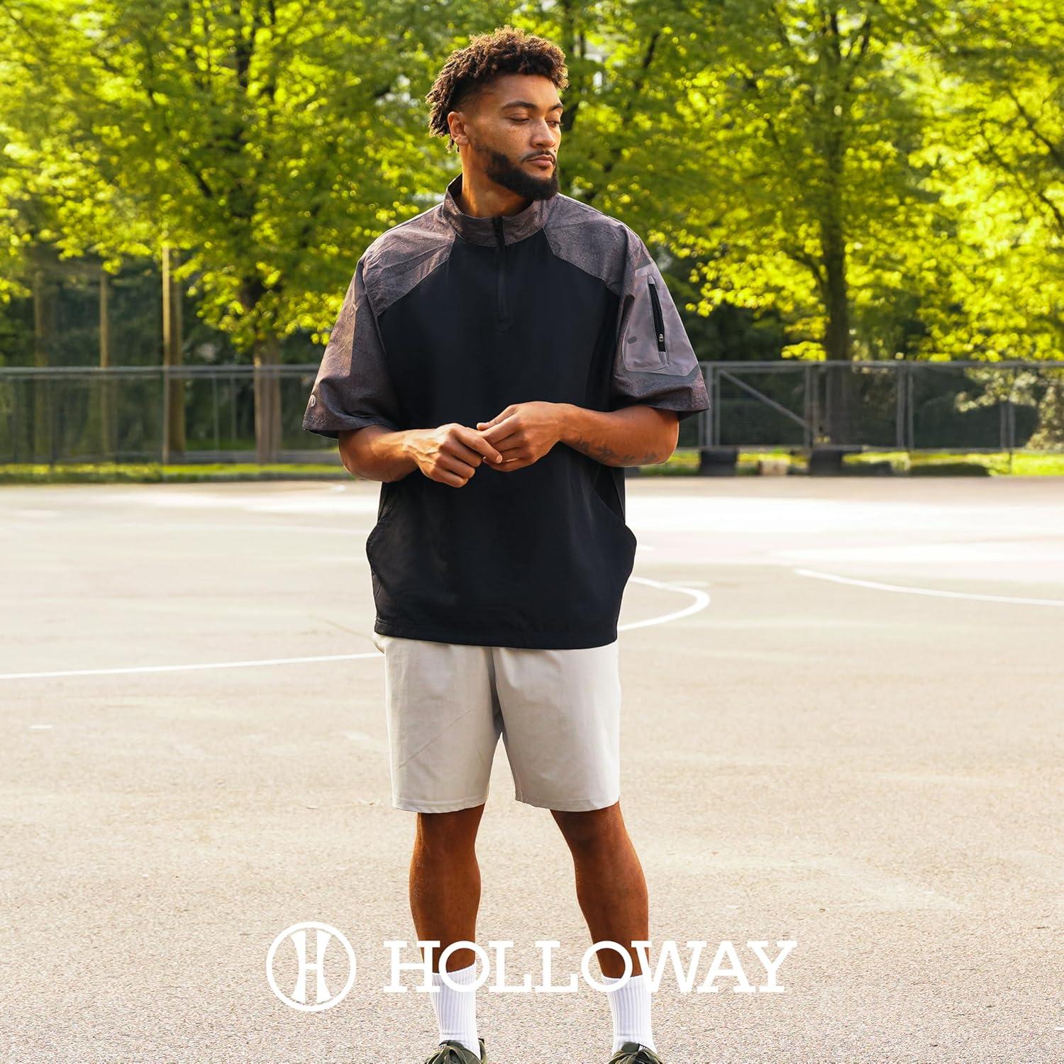 imageHolloway Raider Pullover Cage Jacket WeatherResistant Quarter Zip Athletic Wear with Sleeve PocketCarbon PrintMaroon