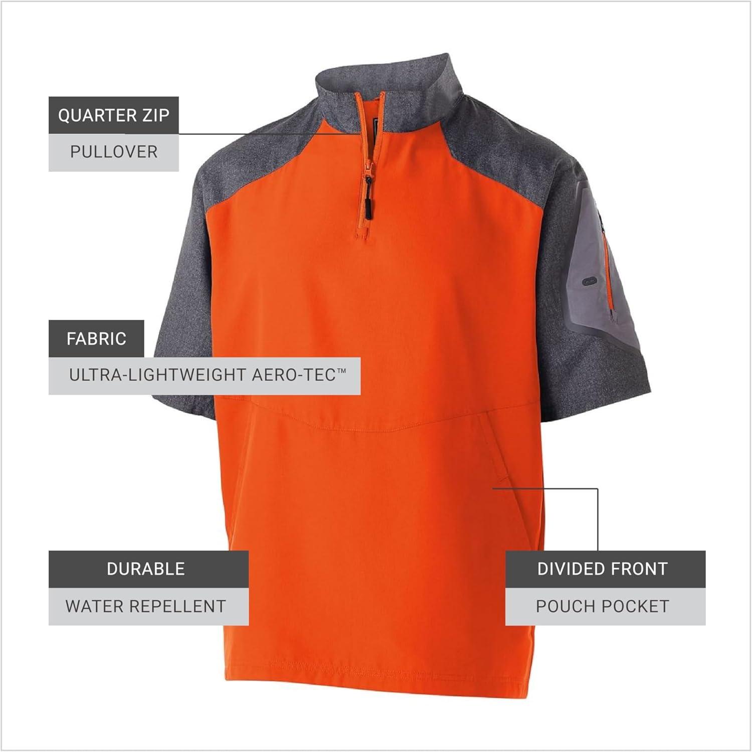 imageHolloway Raider Pullover Cage Jacket WeatherResistant Quarter Zip Athletic Wear with Sleeve PocketCarbon PrintOrange