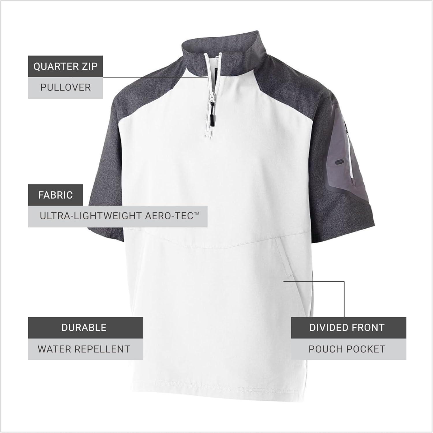 imageHolloway Raider Pullover Cage Jacket WeatherResistant Quarter Zip Athletic Wear with Sleeve PocketCarbon PrintWhite