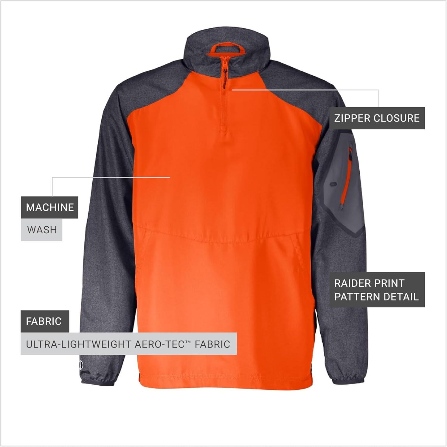 imageHolloway Raider Pullover Cage Jacket WeatherResistant UltraLight Quarter Zip Sleeve Pocket For Outdoors ampamp TravelCarbn Prt Ornge