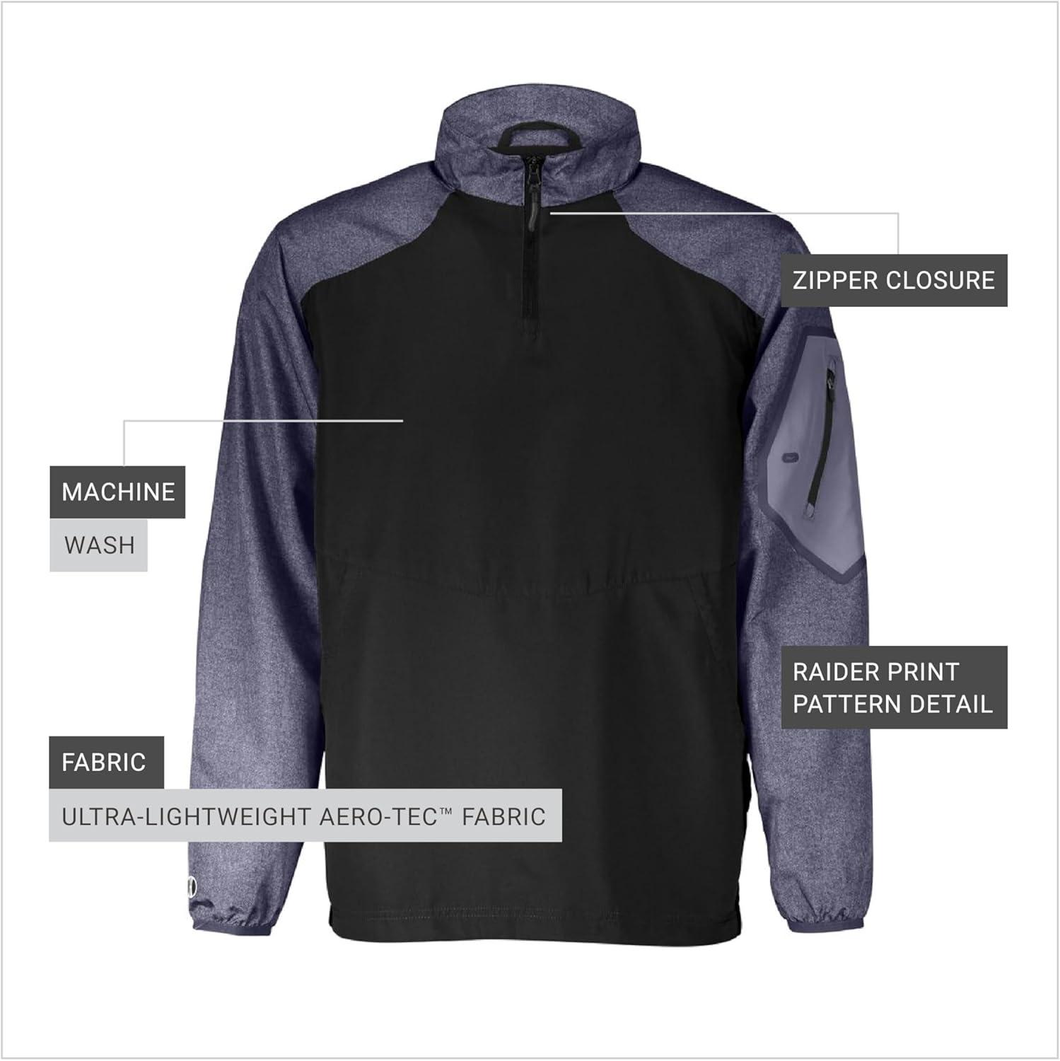 imageHolloway Raider Pullover Cage Jacket WeatherResistant UltraLight Quarter Zip Sleeve Pocket For Outdoors ampamp TravelCarbon PrintBlack