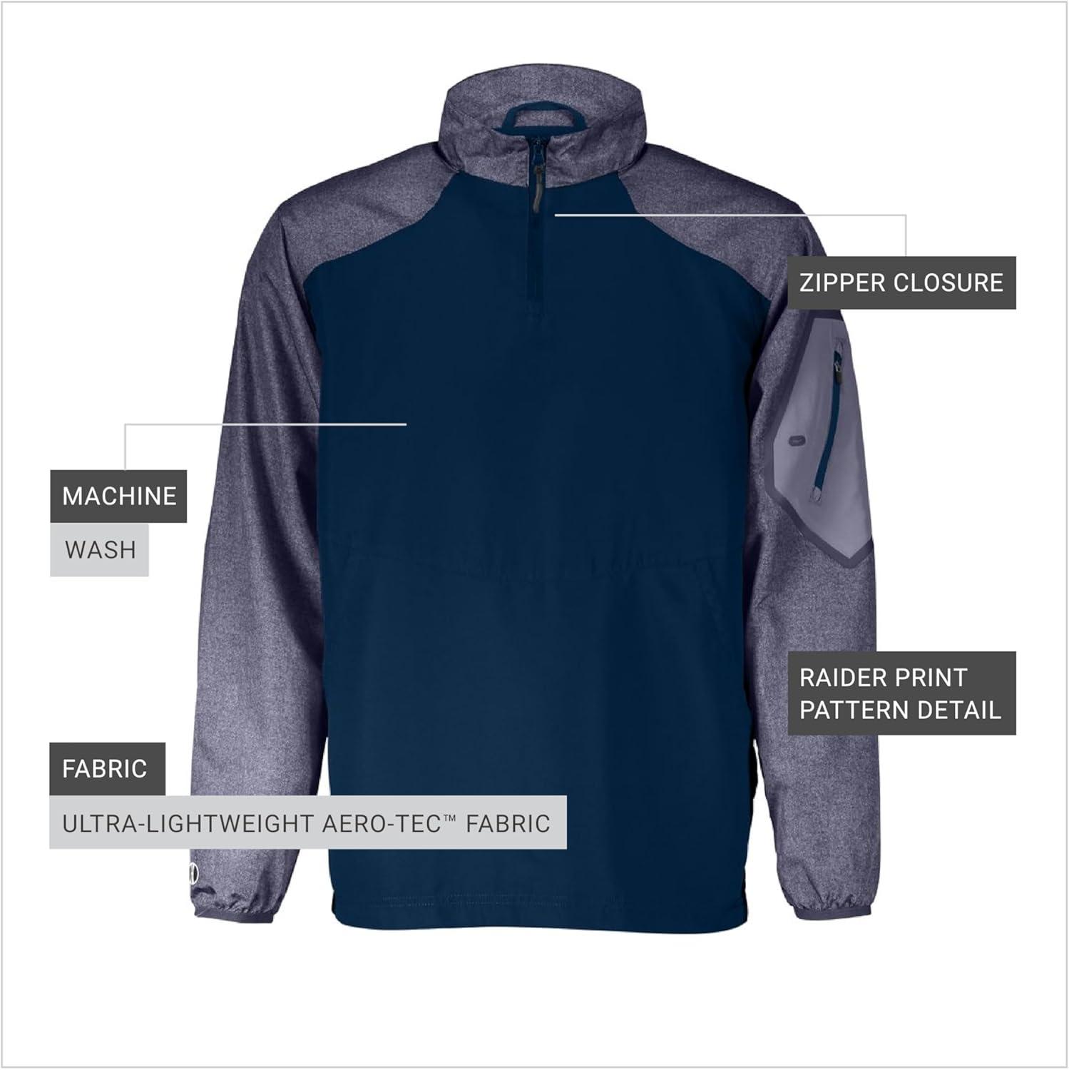 imageHolloway Raider Pullover Cage Jacket WeatherResistant UltraLight Quarter Zip Sleeve Pocket For Outdoors ampamp TravelCarbon Prt Navy