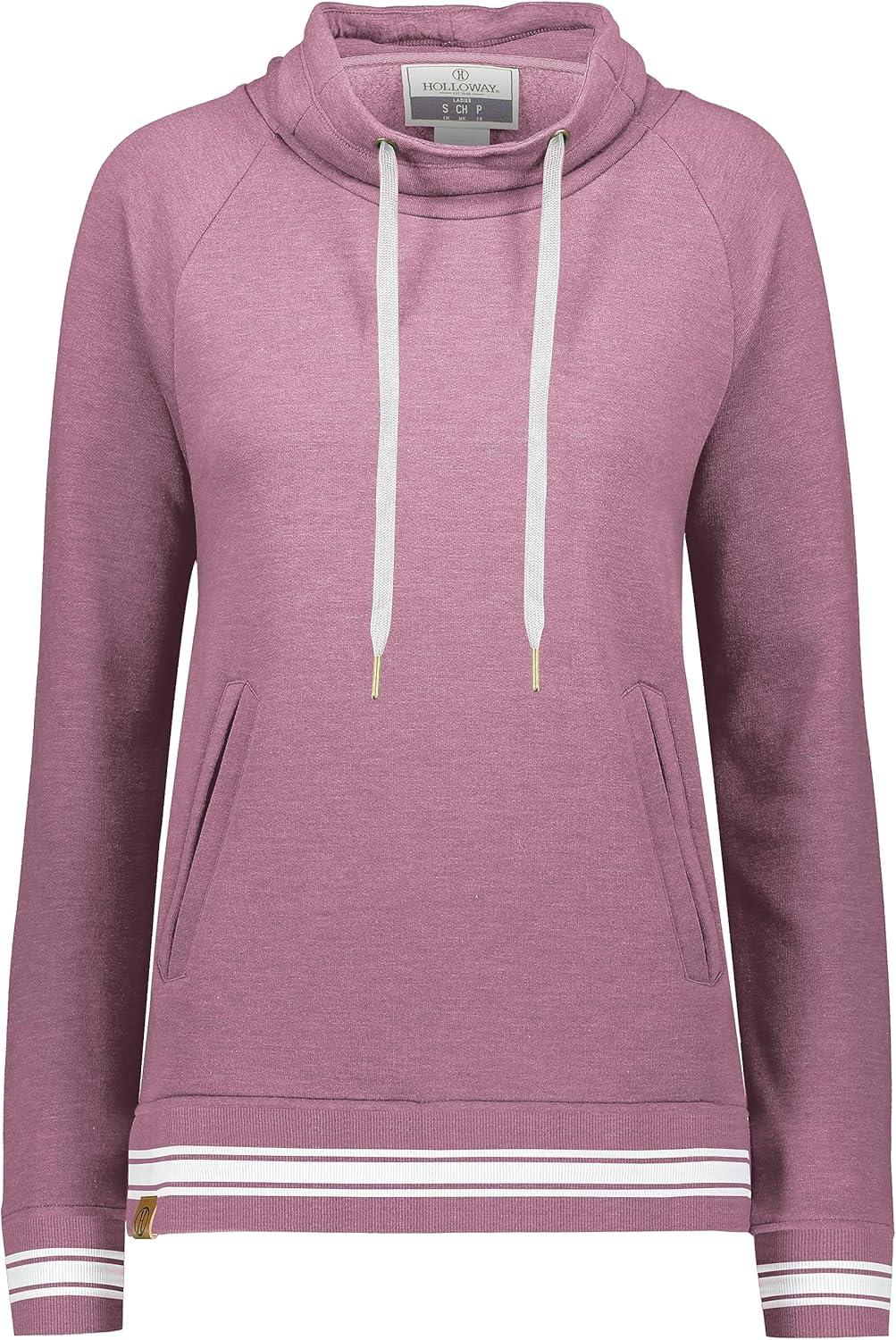 imageHolloway Womens Ladies AllAmerican Funnel Neck PulloverDusty Rose HeatherWhite