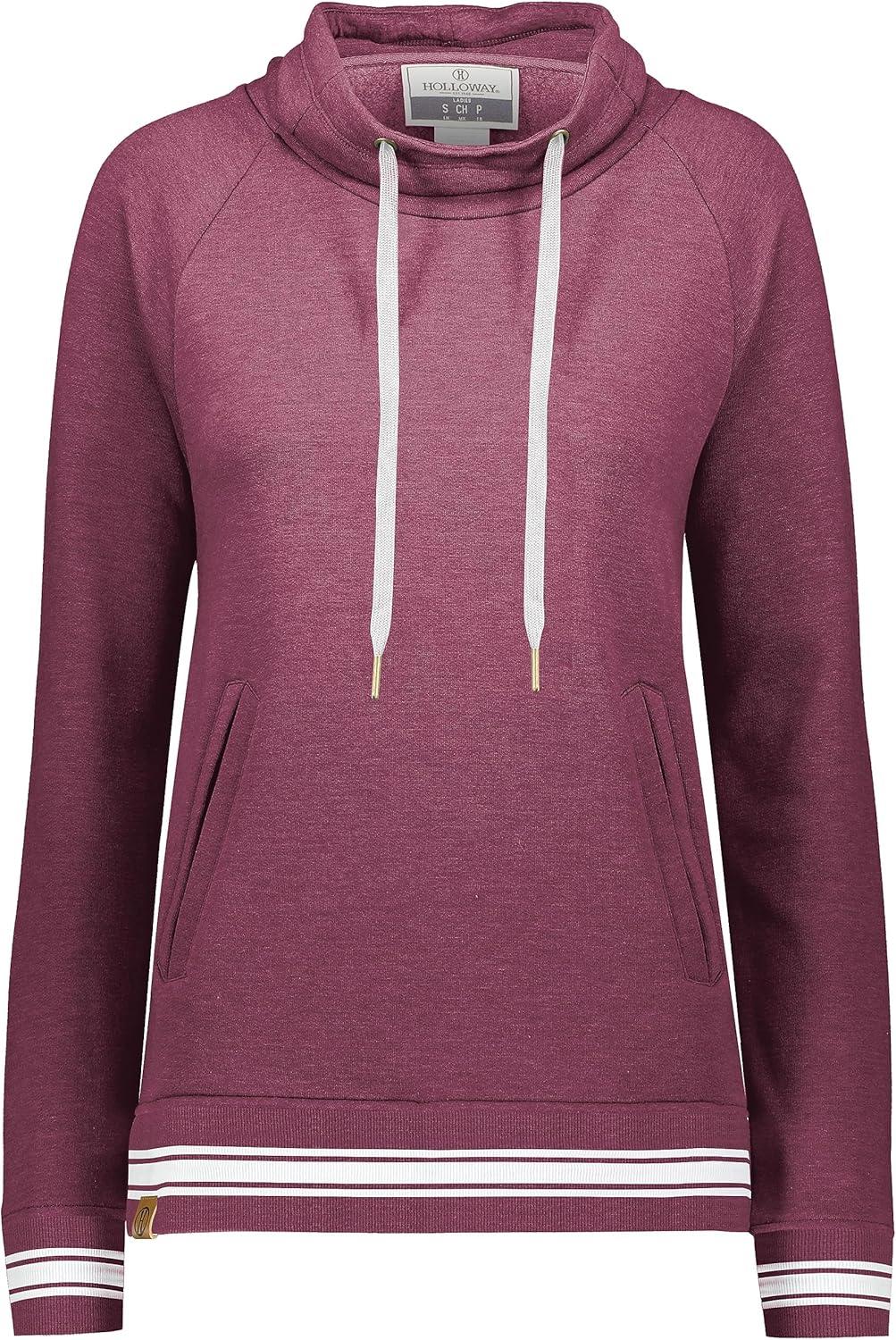 imageHolloway Womens Ladies AllAmerican Funnel Neck PulloverMaroon HeatherWhite