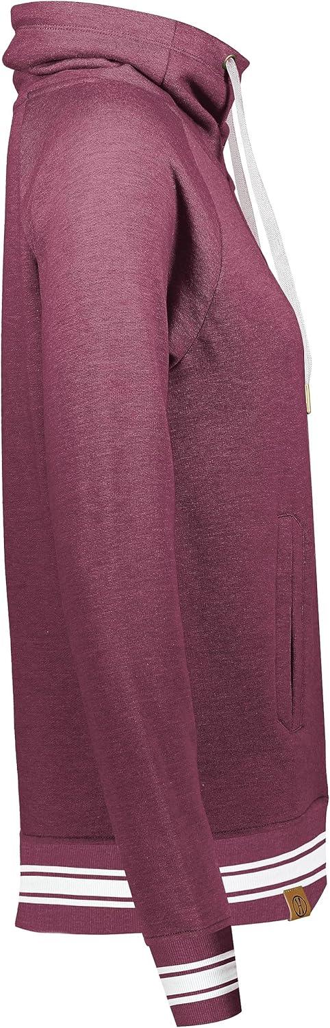 imageHolloway Womens Ladies AllAmerican Funnel Neck PulloverMaroon HeatherWhite