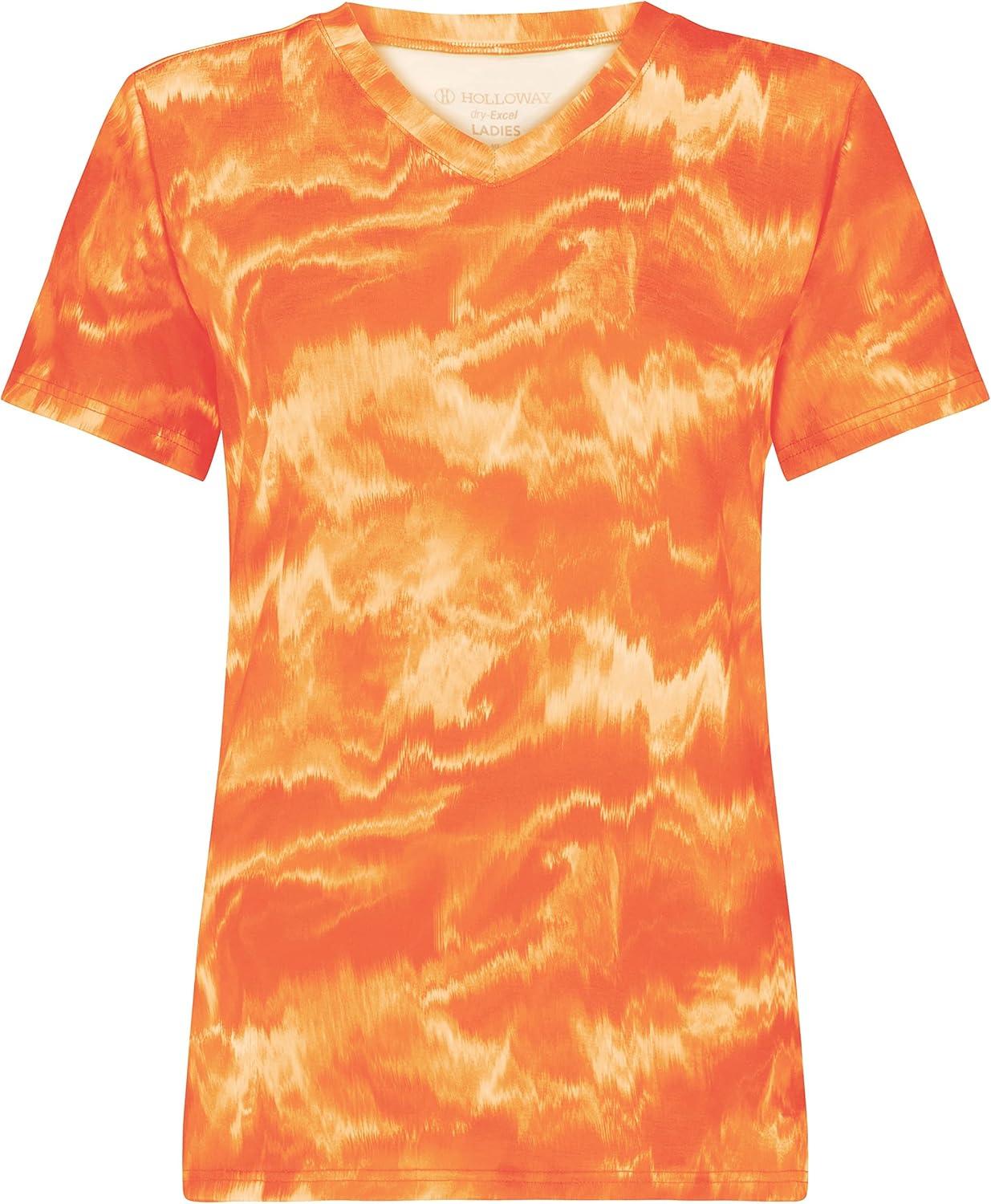 imageHolloway Womens Ladies Stock CottonTouch Poly TeeOrange Shockwave Print