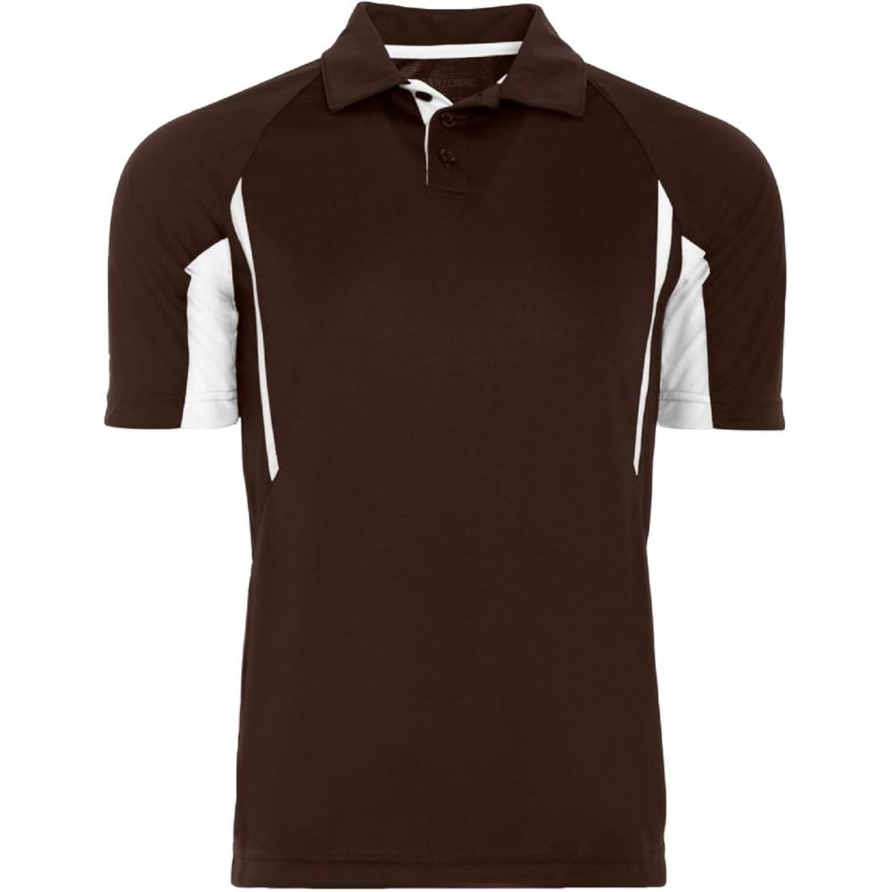 imageHolloway Avenger Golf Shirts for Men TagFree Athletic Short Sleeve PoloBrownWhite