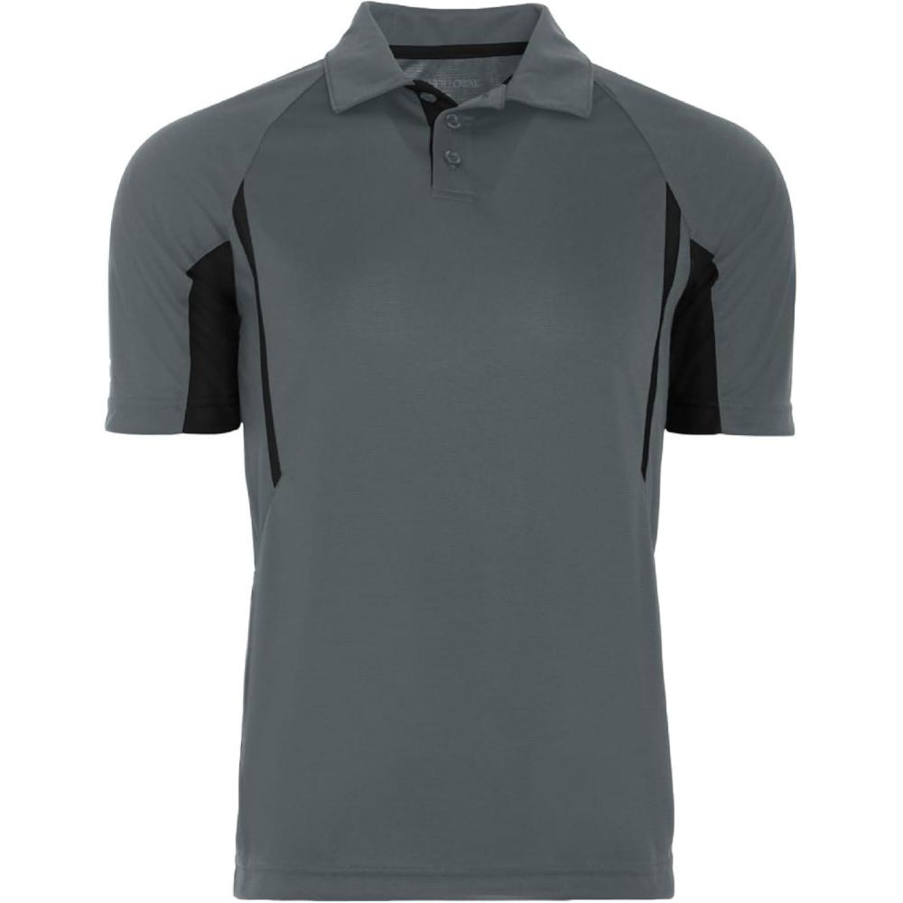 imageHolloway Avenger Golf Shirts for Men TagFree Athletic Short Sleeve PoloGraphite Black