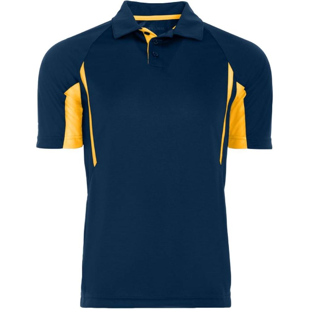 imageHolloway Avenger Golf Shirts for Men TagFree Athletic Short Sleeve PoloNavy  Light Gold