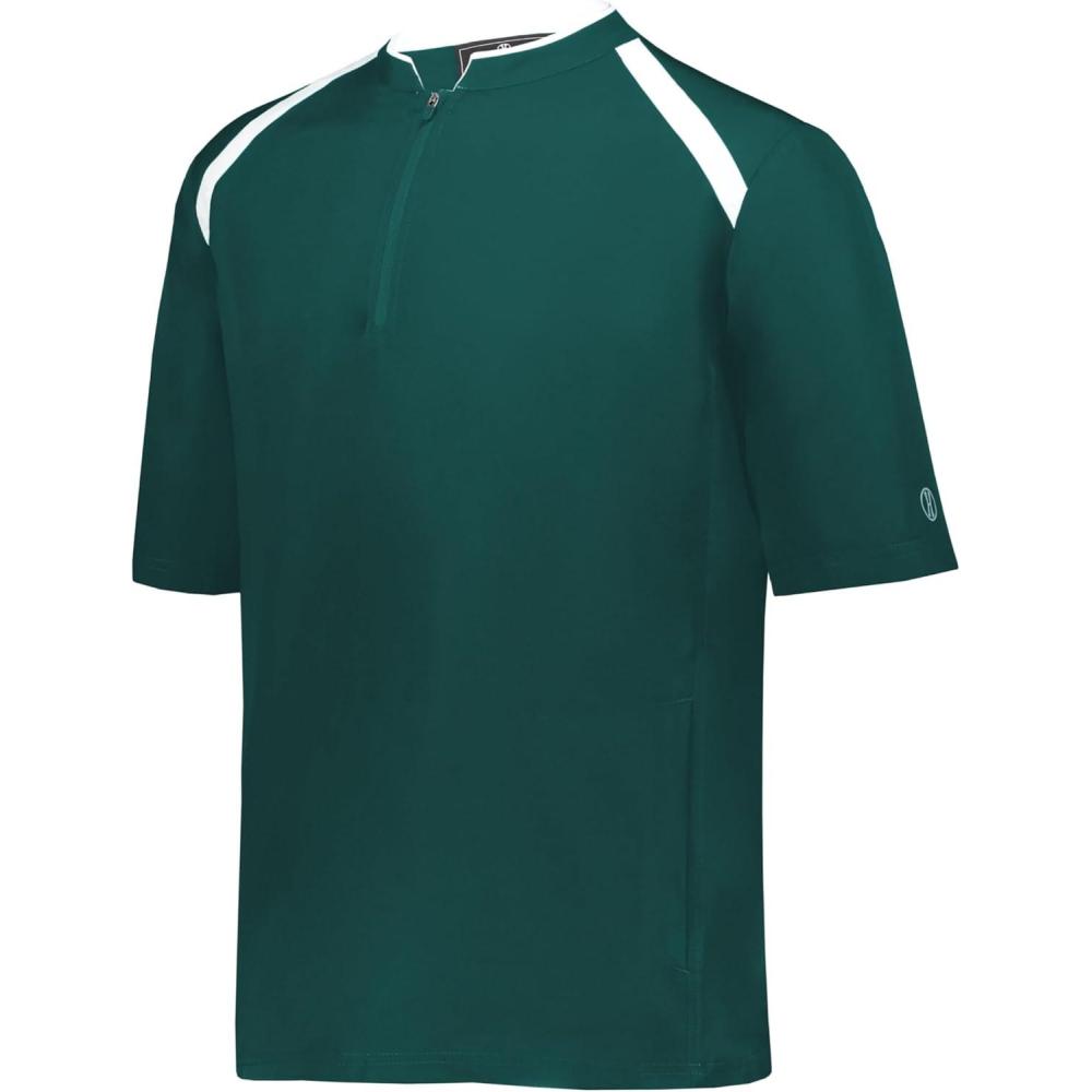 imageHolloway Clubhouse Short Sleeve Pullover Cage Jacket  Stretch Mesh Quarter Zip Low Profile CollarDark GreenWhite