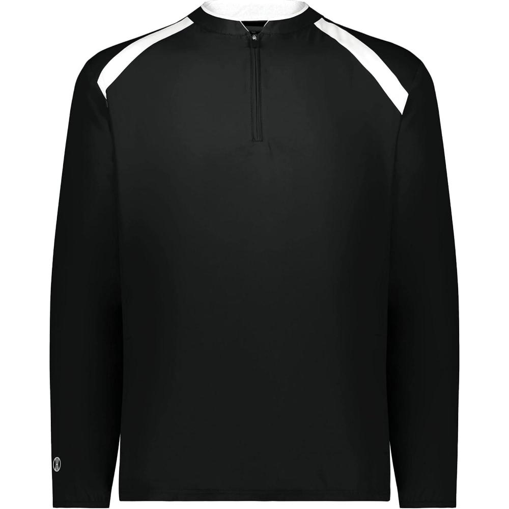 imageHolloway Mens Clubhouse Pullover Cage Jacket  Quarter Zip  Stylish Long Sleeves  Ultimate ComfortBlackWhite