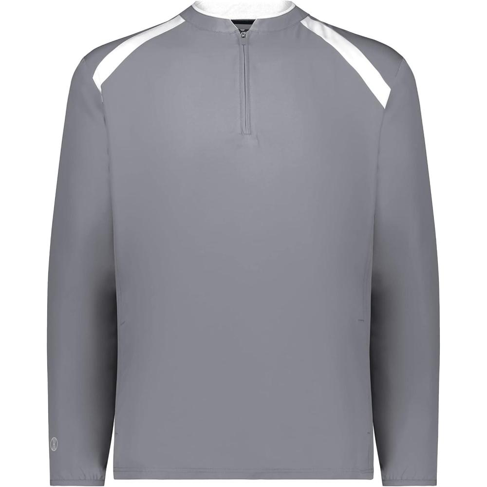 imageHolloway Mens Clubhouse Pullover Cage Jacket  Quarter Zip  Stylish Long Sleeves  Ultimate ComfortGraphiteWhite