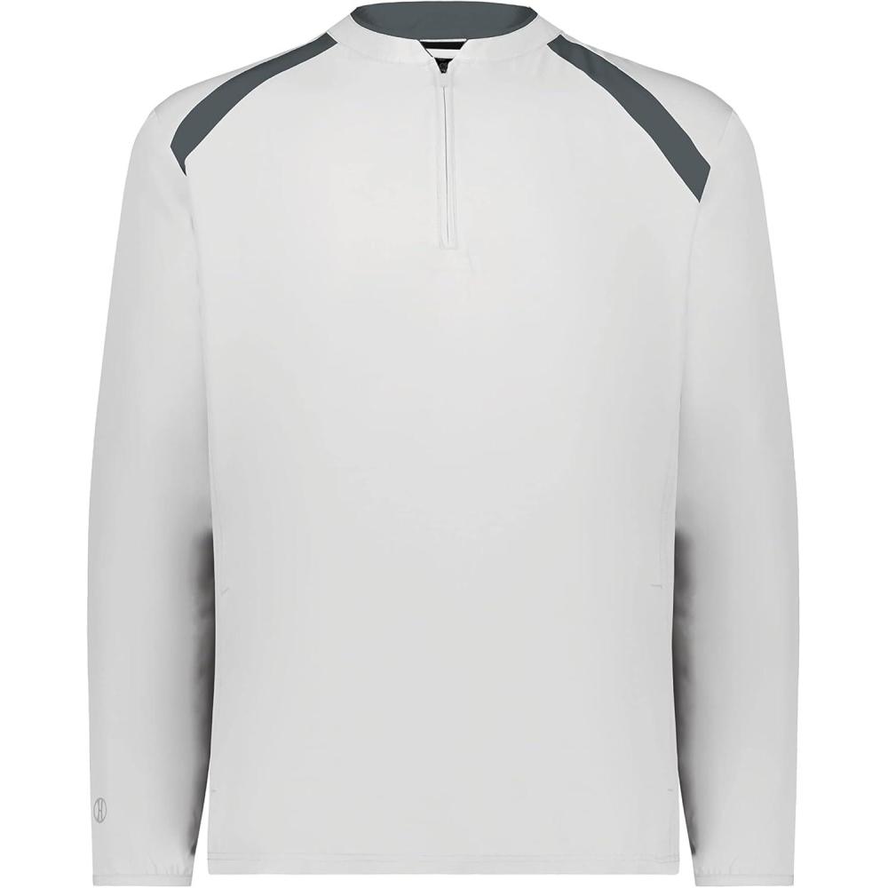 imageHolloway Mens Clubhouse Pullover Cage Jacket Quarter Zip Stylish Long Sleeves Ultimate ComfortWhiteGraphite