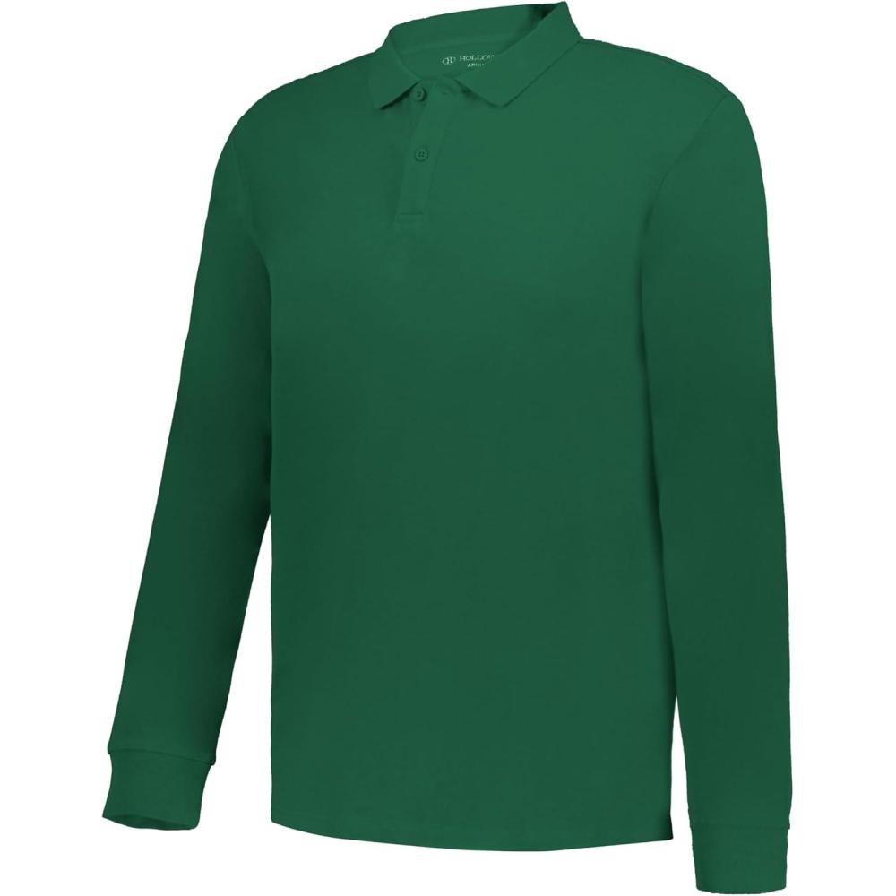 imageHolloway Mens Core Cotton Long Sleeve PoloDark Green