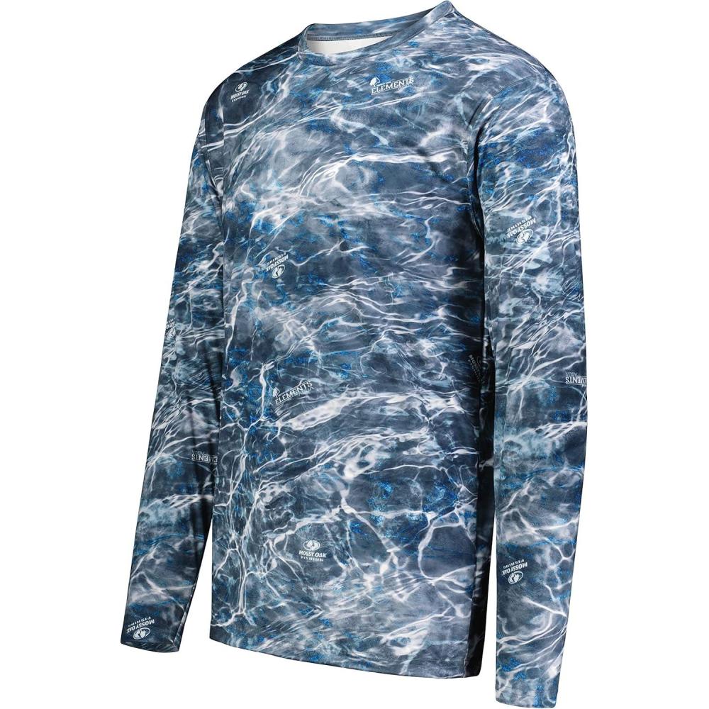 imageHolloway Mens Mossy Oak Momentum Long Sleeve TeeMo Elements Aqua Blackfin