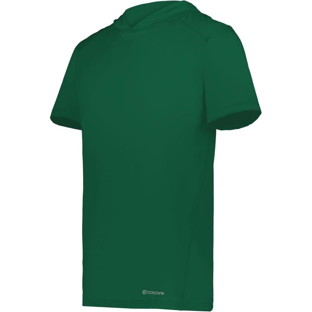 imageHolloway Mens Powered by Coolcore Short Sleeve Athleticfit Gym Hoodie with 4Way Stretch and Cooling FabricDark Green