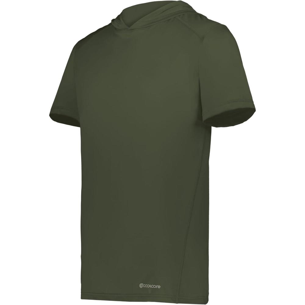 imageHolloway Mens Powered by Coolcore Short Sleeve Athleticfit Gym Hoodie with 4Way Stretch and Cooling FabricOlive