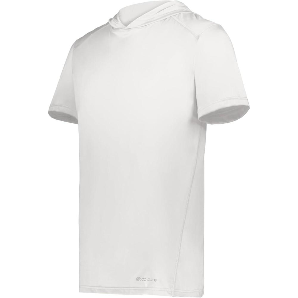 imageHolloway Mens Powered by Coolcore Short Sleeve Athleticfit Gym Hoodie with 4Way Stretch and Cooling FabricWhite