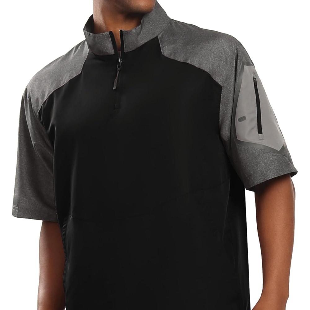 imageHolloway Raider Pullover Cage Jacket WeatherResistant Quarter Zip Athletic Wear with Sleeve PocketBlack