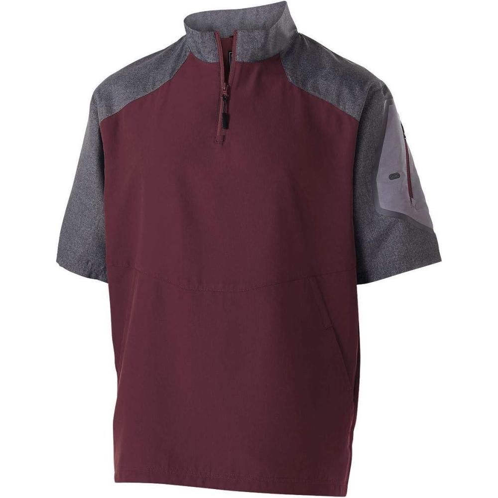 imageHolloway Raider Pullover Cage Jacket  WeatherResistant Quarter Zip Athletic Wear with Sleeve PocketMaroon