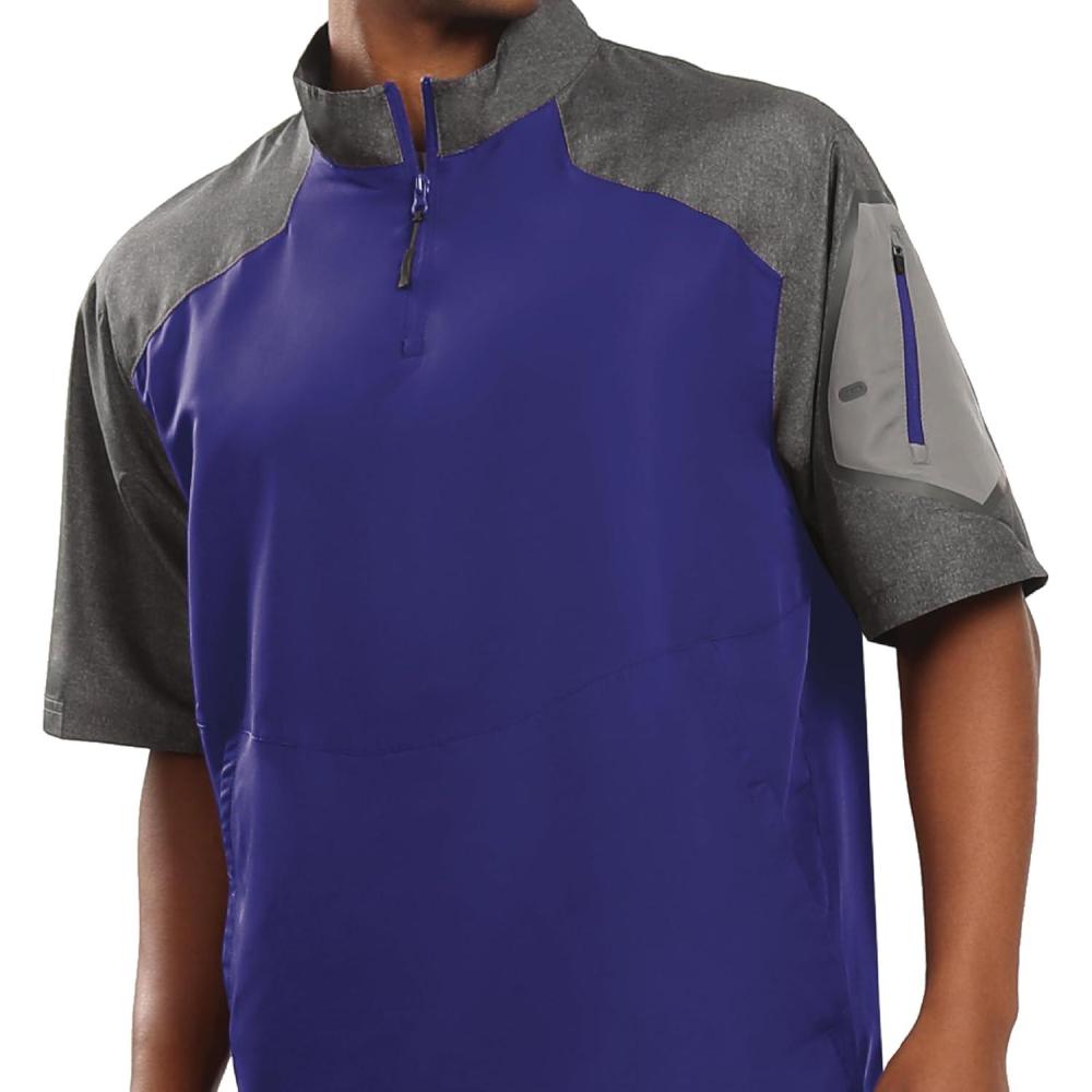 imageHolloway Raider Pullover Cage Jacket  WeatherResistant Quarter Zip Athletic Wear with Sleeve PocketPurple