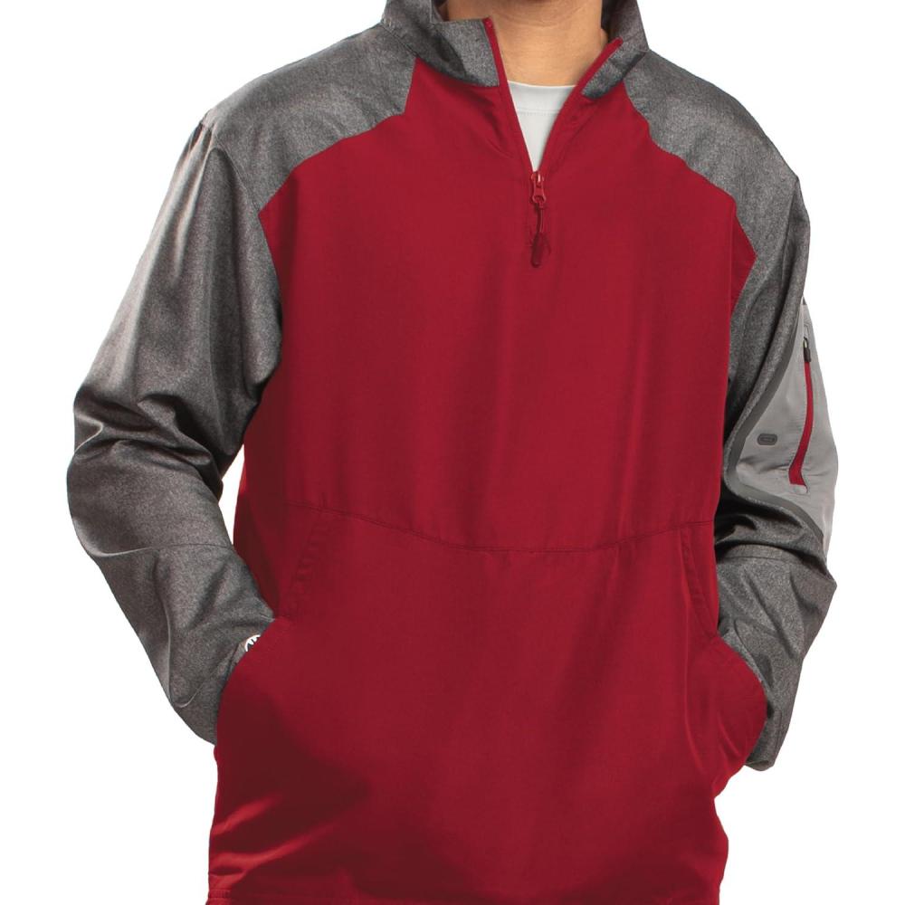 imageHolloway Raider Pullover Cage Jacket WeatherResistant UltraLight Quarter Zip Sleeve Pocket For Outdoors ampamp TravelCarbn Prt Scarl