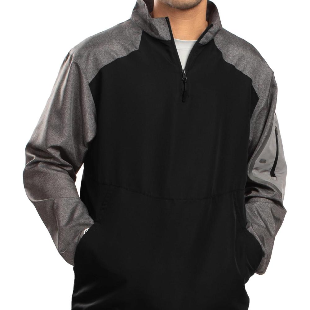 imageHolloway Raider Pullover Cage Jacket WeatherResistant UltraLight Quarter Zip Sleeve Pocket For Outdoors ampamp TravelCarbon PrintBlack