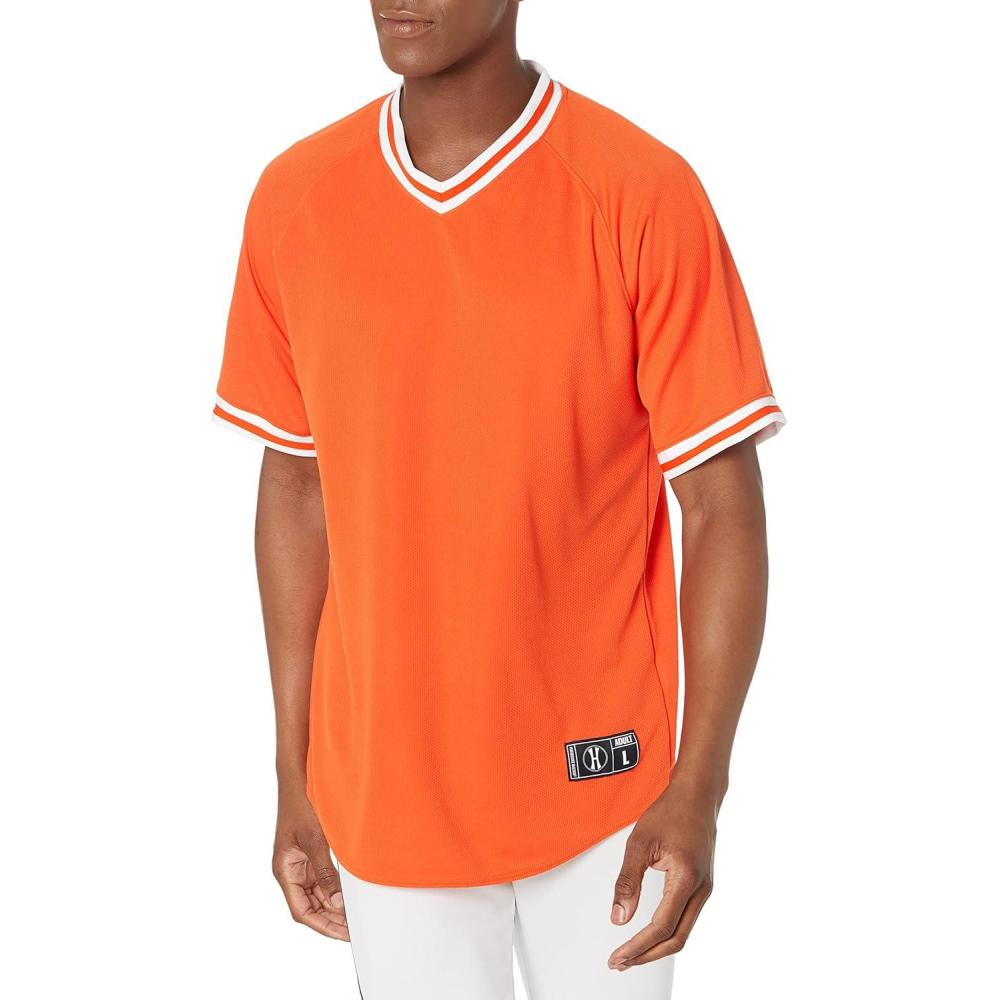 imageHolloway Retro VNeck Mens Baseball JerseyOrange White
