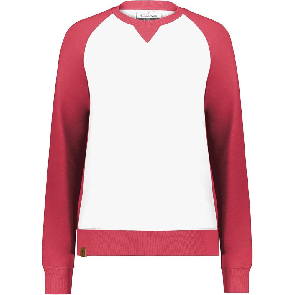 imageHolloway Womens Ladies AllAmerican Fleece CrewScarlet HeatherWhite