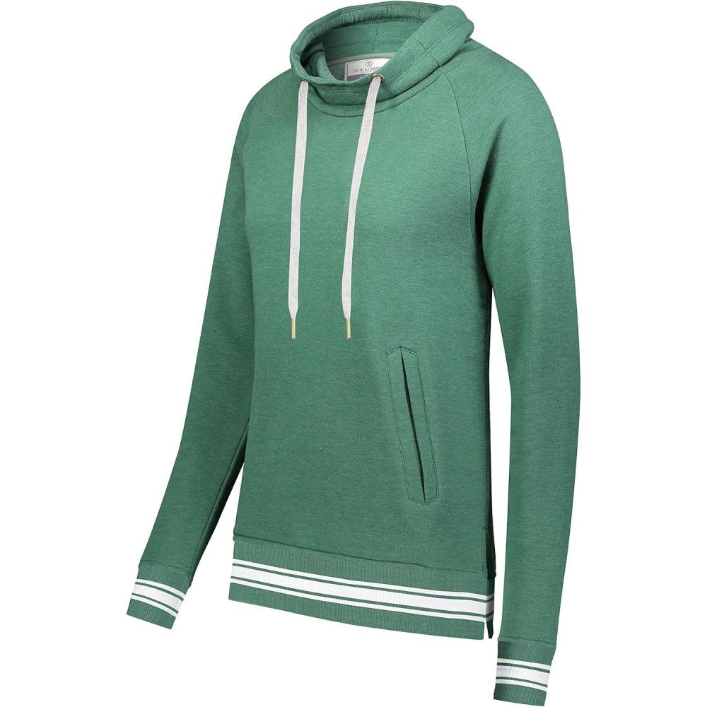 imageHolloway Womens Ladies AllAmerican Funnel Neck PulloverDark Green HeatherWhite