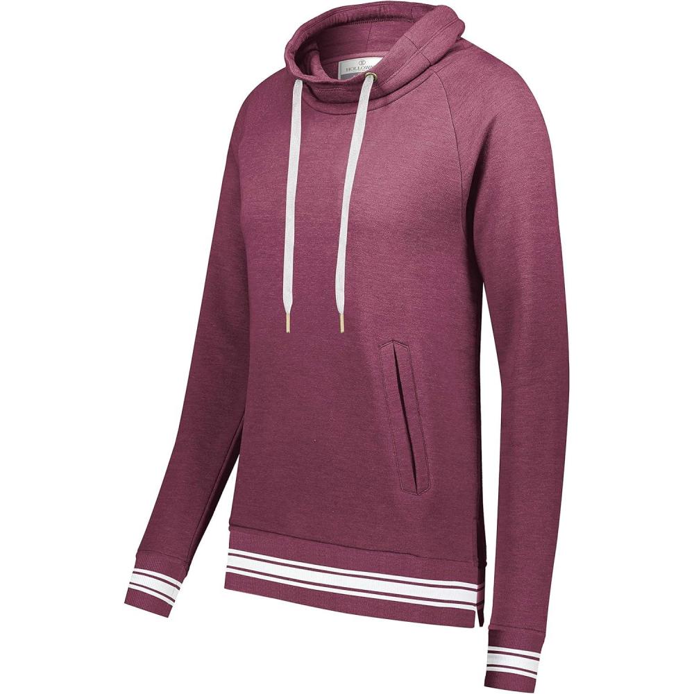 imageHolloway Womens Ladies AllAmerican Funnel Neck PulloverMaroon HeatherWhite