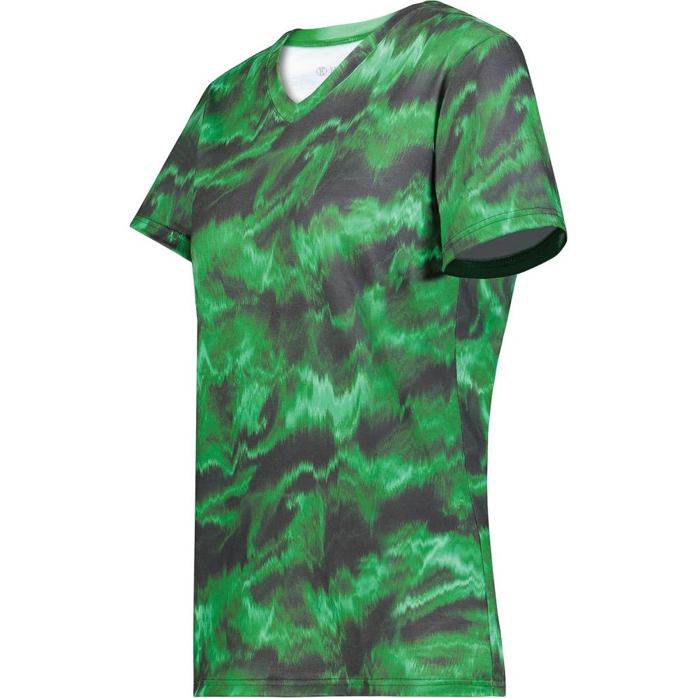 imageHolloway Womens Ladies Stock CottonTouch Poly TeeDark Green Shockwave Print
