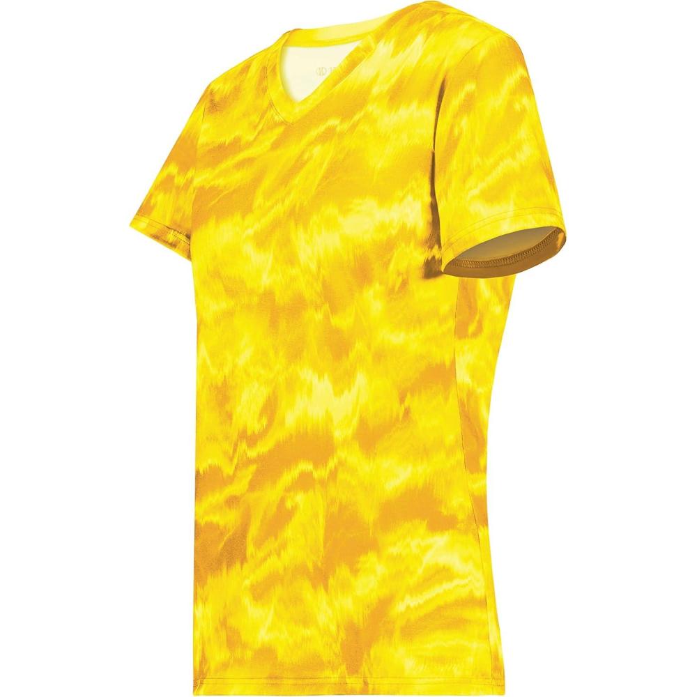 imageHolloway Womens Ladies Stock CottonTouch Poly TeeGold Shockwave Print