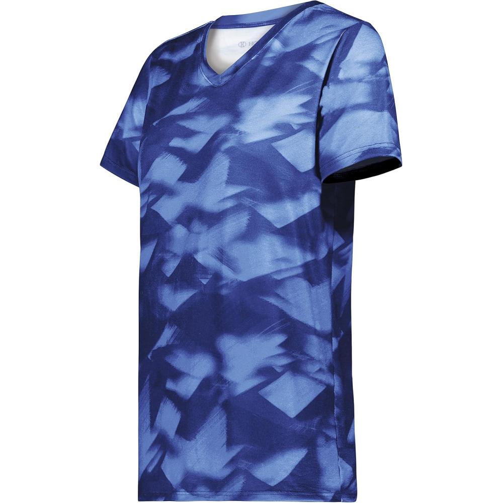 imageHolloway Womens Ladies Stock CottonTouch Poly TeeNavy Glacier Print