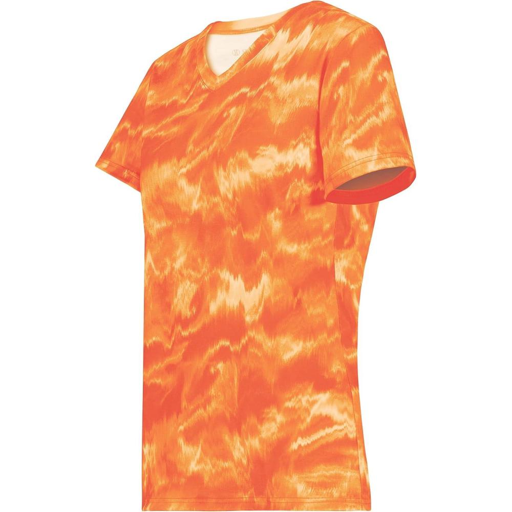 imageHolloway Womens Ladies Stock CottonTouch Poly TeeOrange Shockwave Print
